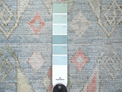 Blue 2'6" x 8'2" Tribal & Geometric Hand knotted Wool Rug - Sku: O022967