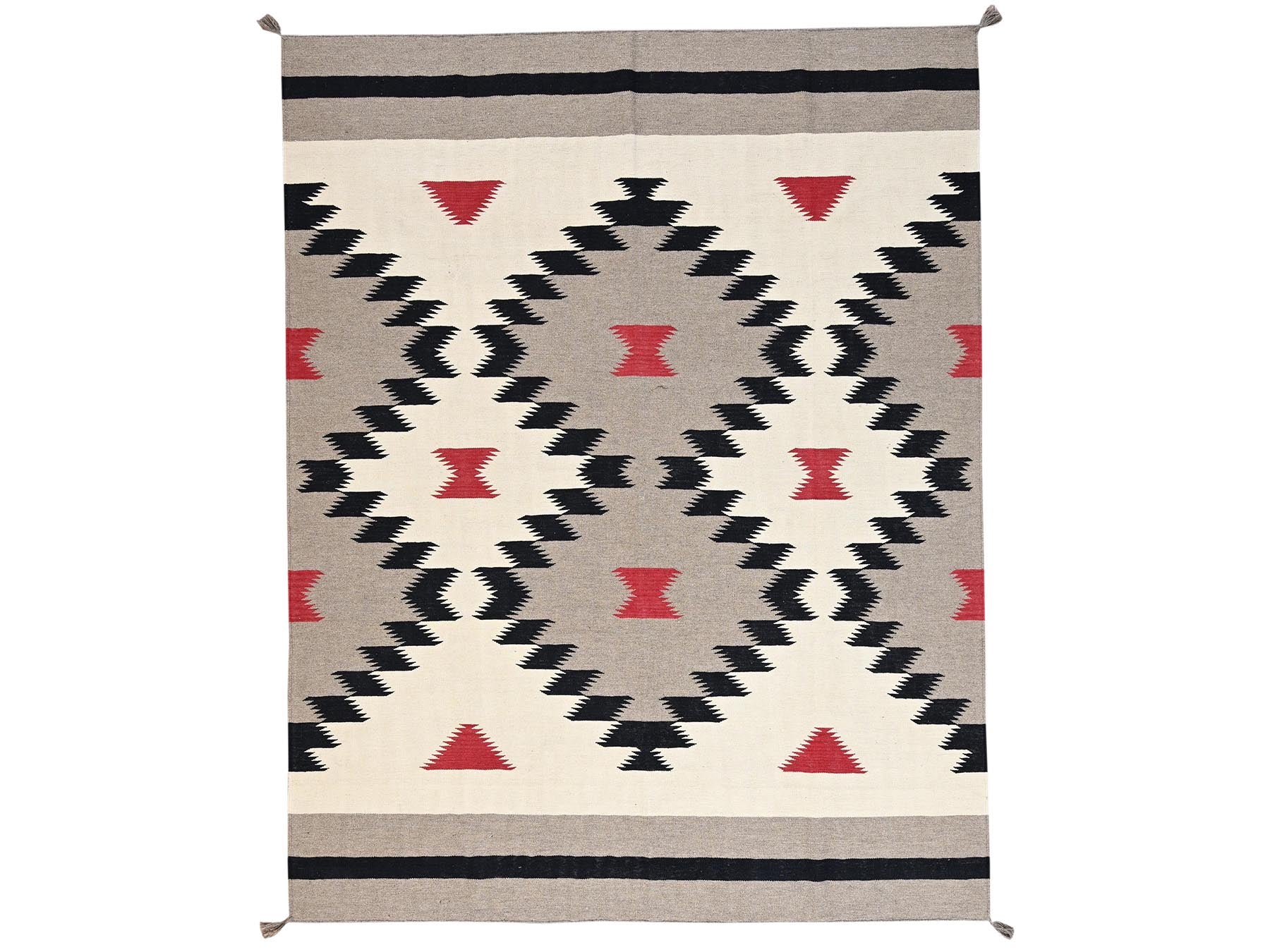 Flat-Weave hand-knotted wool rug in Brown, 7'11" x 10'3" — SKU O02296