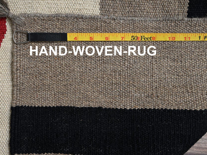 Brown 7'11" x 10'3" Flat Weave Hand woven Wool Rug - Sku: O02296