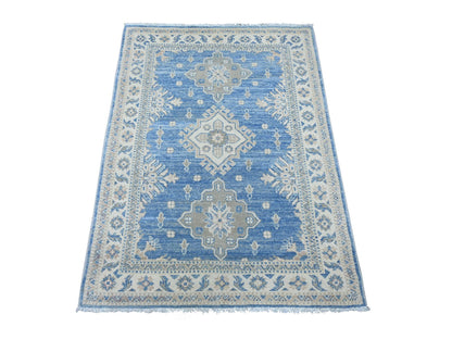 Blue 3'4" x 4'6" Kazak Hand knotted Wool Rug - Sku: O022970