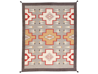 Flat-Weave hand-knotted wool rug in Gray & Chocolate Brown, 8'2" x 10'1" — SKU O02297