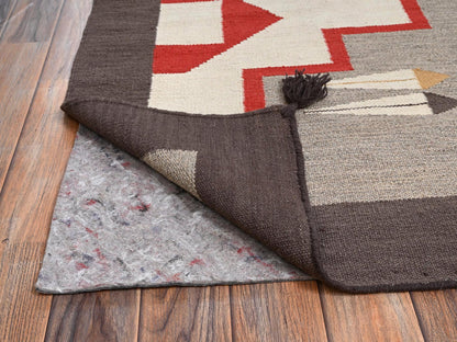 Flat-Weave hand-knotted wool rug in Gray & Chocolate Brown, 8'2" x 10'1" — SKU O02297 (view 3)