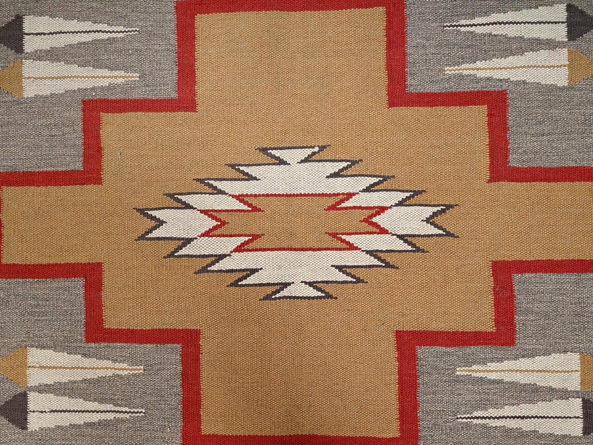 Flat-Weave hand-knotted wool rug in Gray & Chocolate Brown, 8'2" x 10'1" — SKU O02297 (view 4)