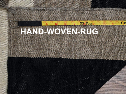 Brown 8'10" x 12'1" Flat Weave Hand woven Wool Rug - Sku: O02298