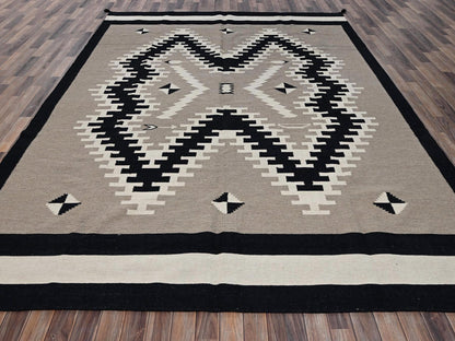 Brown 9'1" x 11'9" Flat Weave Hand woven Wool Rug - Sku: O02299
