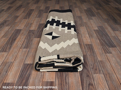 Brown 9'1" x 11'9" Flat Weave Hand woven Wool Rug - Sku: O02299