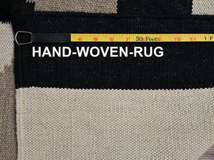 Brown 9'1" x 11'9" Flat Weave Hand woven Wool Rug - Sku: O02299