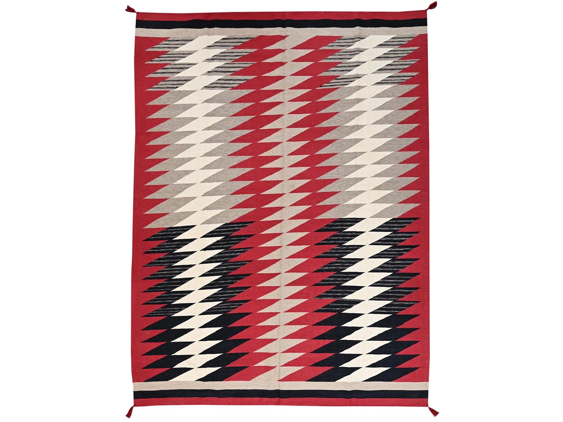 Flat-Weave hand-knotted wool rug in Red, 8'11" x 11'10" — SKU O02300