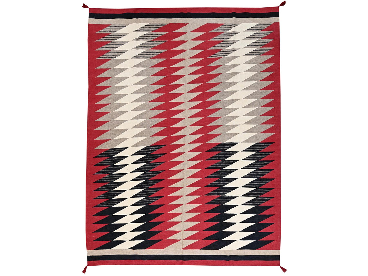 Flat-Weave hand-knotted wool rug in Red, 8'11" x 11'10" — SKU O02300