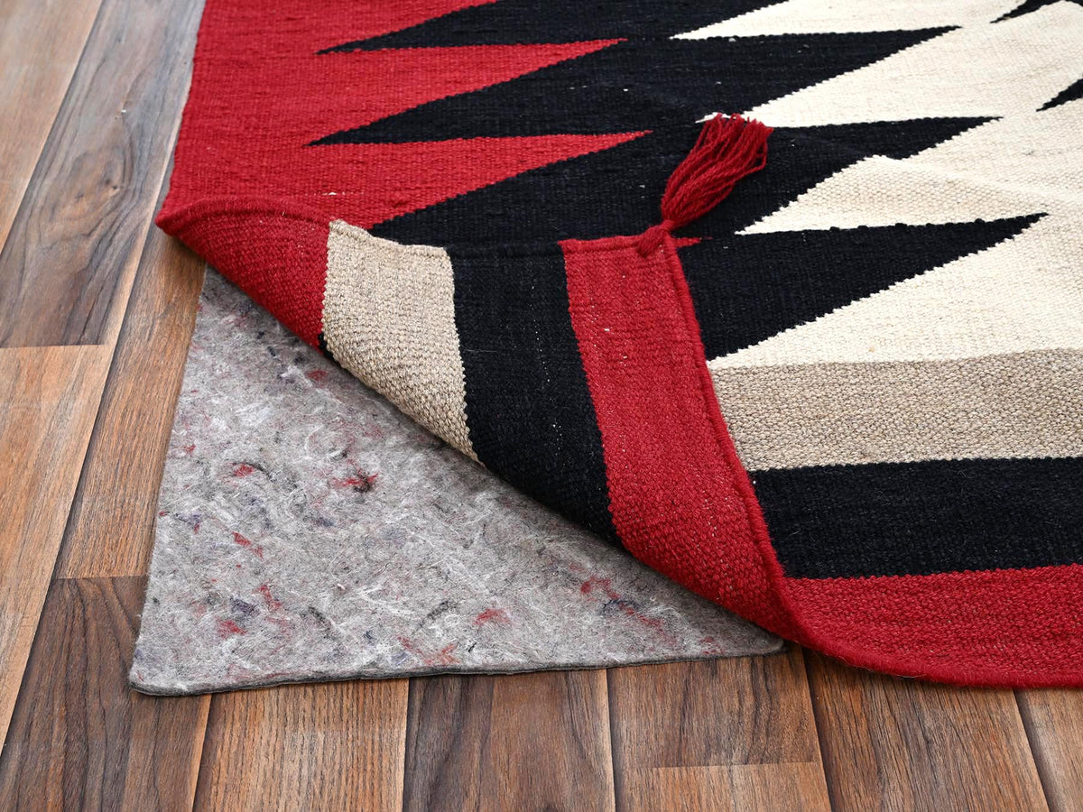 Flat-Weave hand-knotted wool rug in Red, 8'11" x 11'10" — SKU O02300 (view 3)