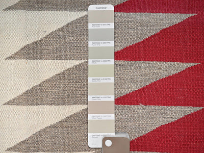 Flat-Weave hand-knotted wool rug in Red, 8'11" x 11'10" — SKU O02300 (view 5)
