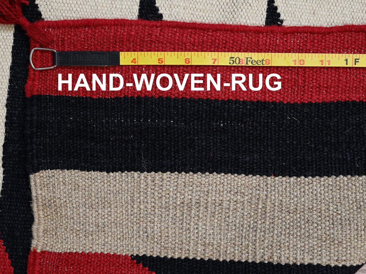 Flat-Weave hand-knotted wool rug in Red, 8'11" x 11'10" — SKU O02300 (view 7)