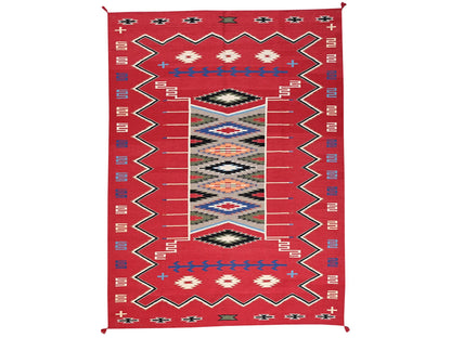 Flat-Weave hand-knotted wool rug in Red, 9' x 12'1" — SKU O02301