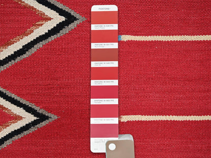 Flat-Weave hand-knotted wool rug in Red, 9' x 12'1" — SKU O02301 (view 5)