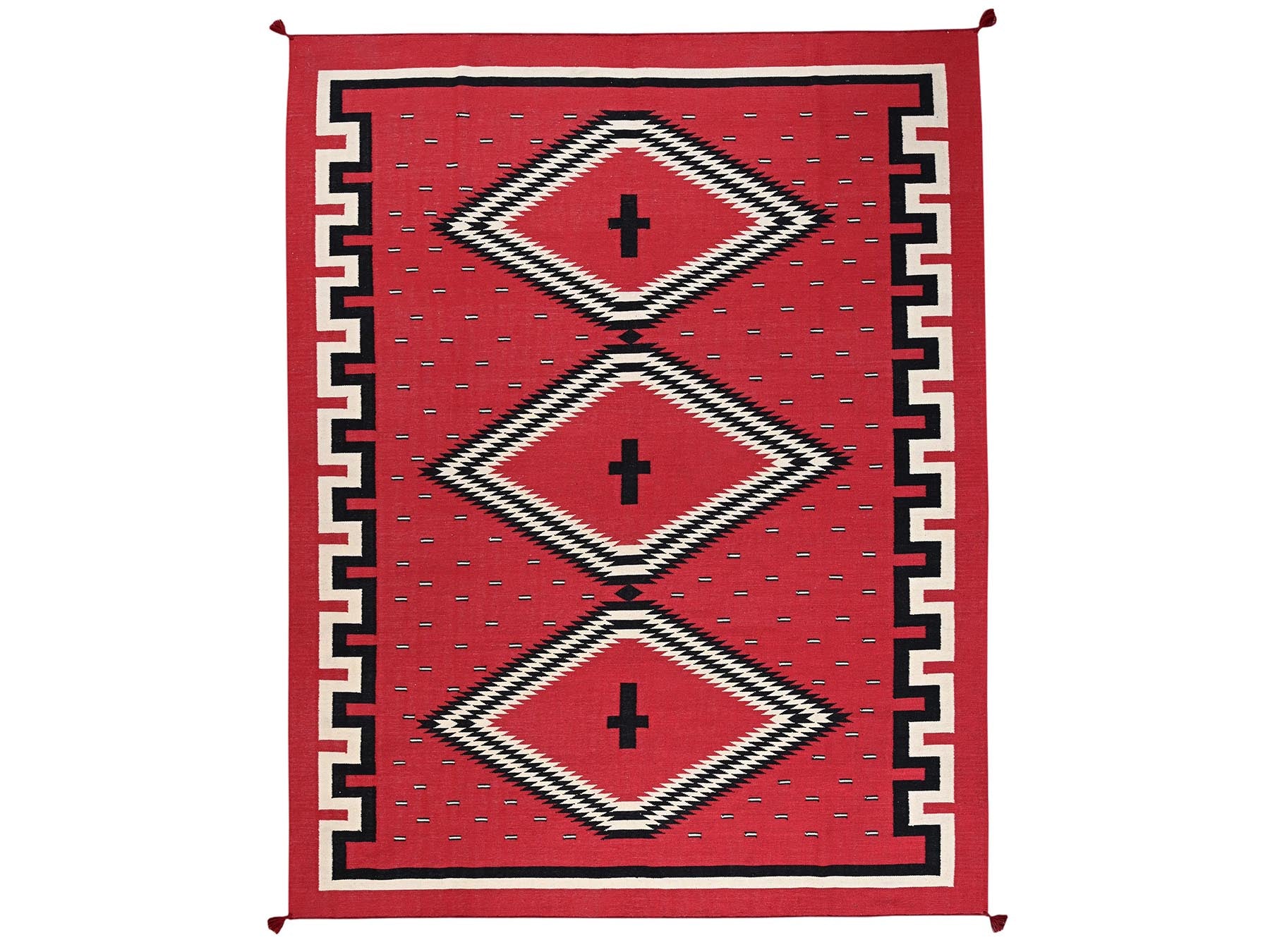 Flat-Weave hand-knotted wool rug in Red, 9'2" x 11'6" — SKU O02302