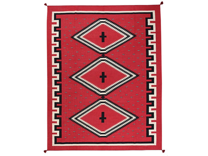 Flat-Weave hand-knotted wool rug in Red, 9'2" x 11'6" — SKU O02302