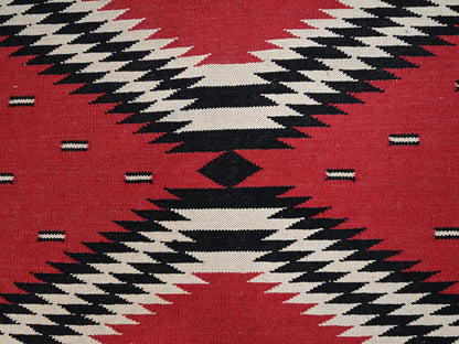 Flat-Weave hand-knotted wool rug in Red, 9'2" x 11'6" — SKU O02302 (view 4)