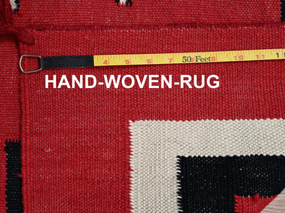 Flat-Weave hand-knotted wool rug in Red, 9'2" x 11'6" — SKU O02302 (view 7)