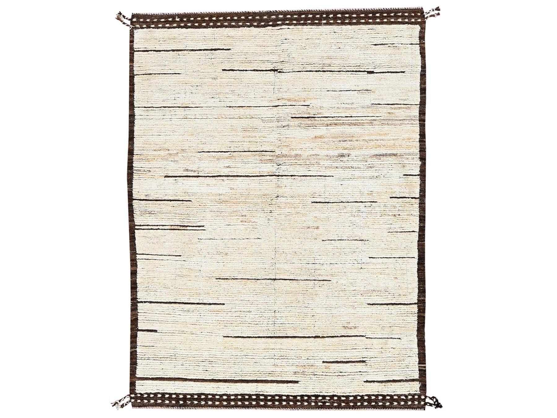 Ivory 4'3" x 5'11" Modern and Contemporary Hand knotted Wool Rug - Sku: O02303