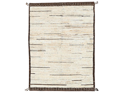 Ivory 4'3" x 5'11" Modern and Contemporary Hand knotted Wool Rug - Sku: O02303