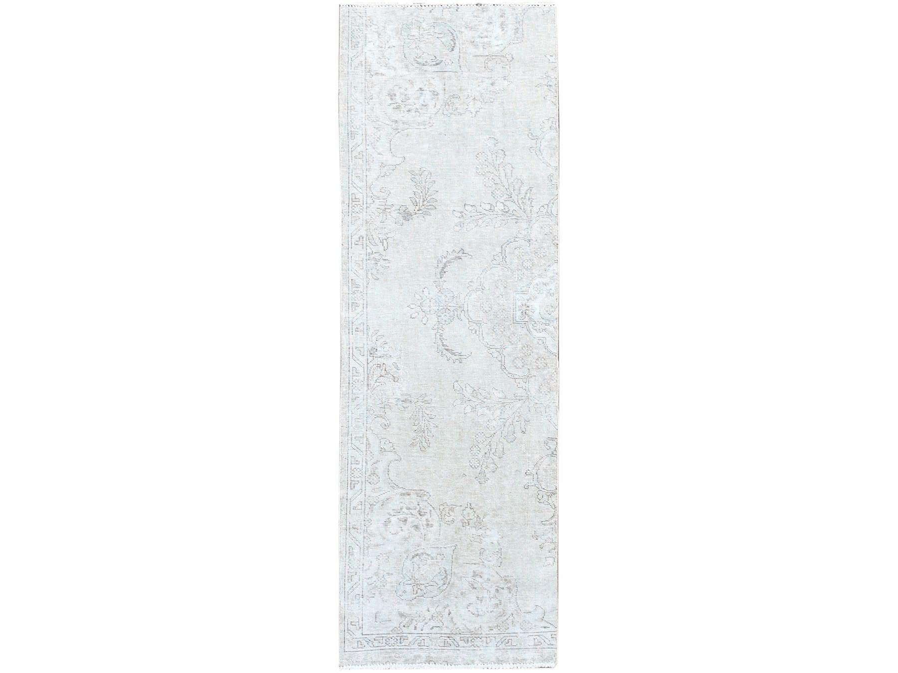 Tabriz Vintage hand-knotted wool runner in Ivory, 2'5" x 7'6", SKU O0230