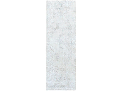 Ivory 2'5" x 7'6" Vintage Hand knotted Wool Rug - Sku: O0230