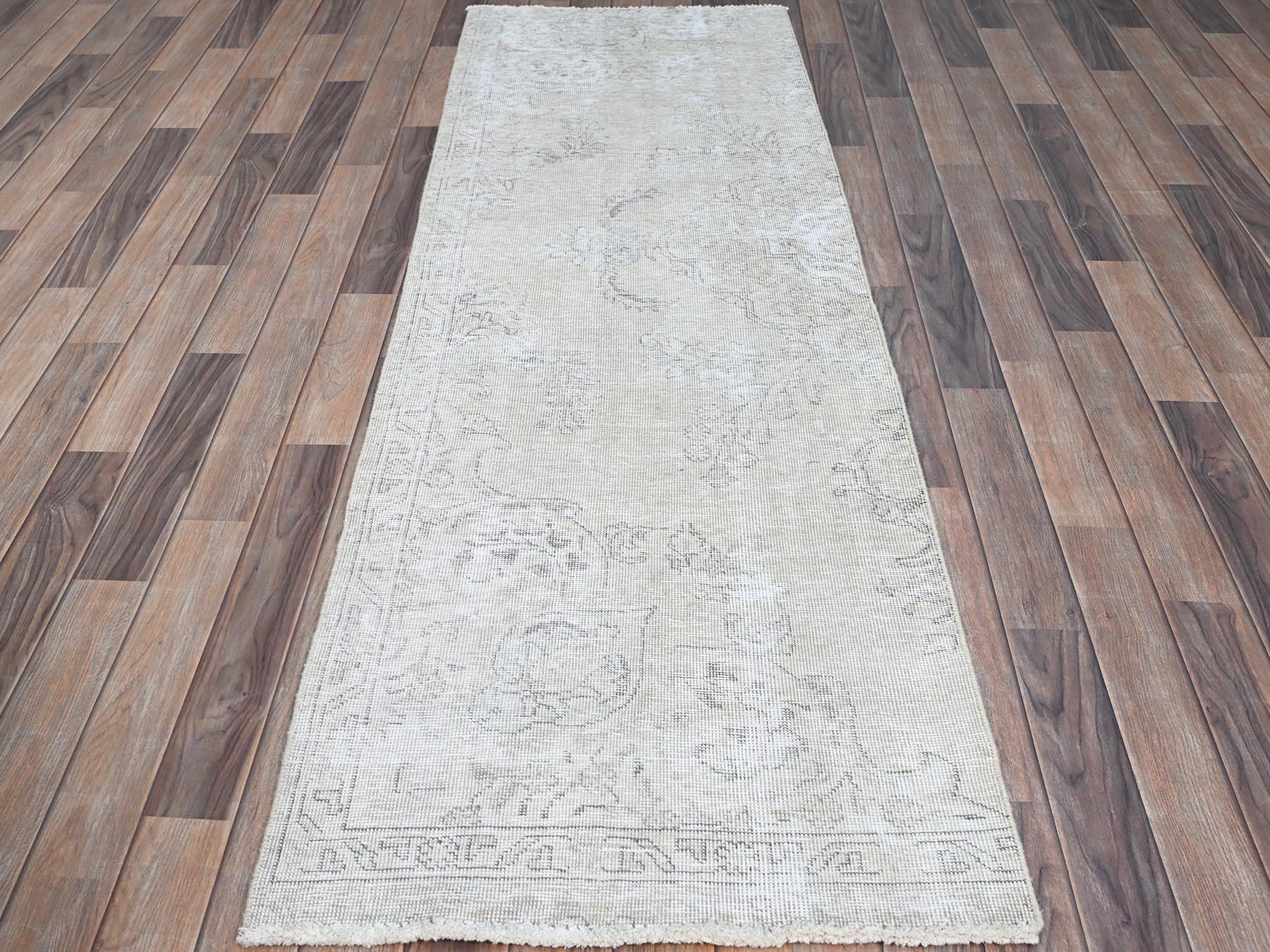 Tabriz Vintage hand-knotted wool runner in Ivory, 2'5" x 7'6", SKU O0230