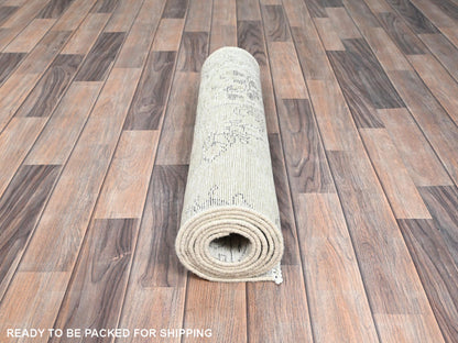 Ivory 2'5" x 7'6" Vintage Hand knotted Wool Rug - Sku: O0230