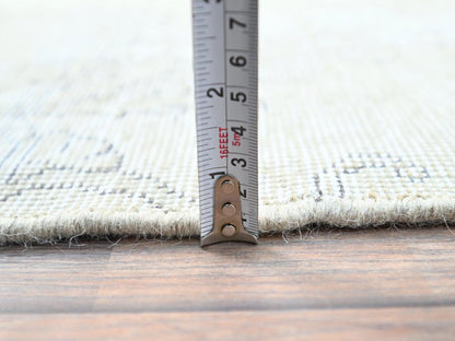 Ivory 2'5" x 7'6" Vintage Hand knotted Wool Rug - Sku: O0230