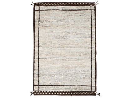 Ivory 4'1" x 6'0" Modern / Contemporary Hand knotted Wool Rug - Sku: O02310