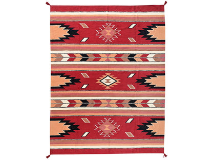 Flat-Weave hand-knotted wool rug in Red, 9'2" x 11'9" — SKU O02311