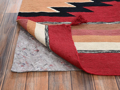 Flat-Weave hand-knotted wool rug in Red, 9'2" x 11'9" — SKU O02311 (view 3)
