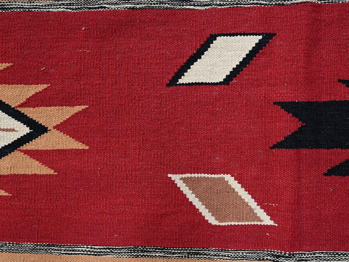 Flat-Weave hand-knotted wool rug in Red, 9'2" x 11'9" — SKU O02311 (view 4)