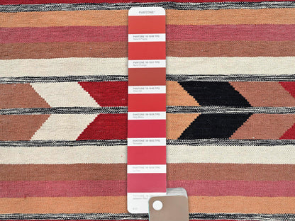 Flat-Weave hand-knotted wool rug in Red, 9'2" x 11'9" — SKU O02311 (view 5)