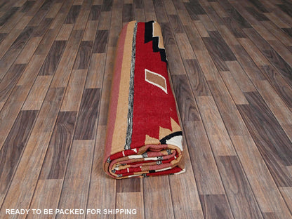 Flat-Weave hand-knotted wool rug in Red, 9'2" x 11'9" — SKU O02311 (view 6)