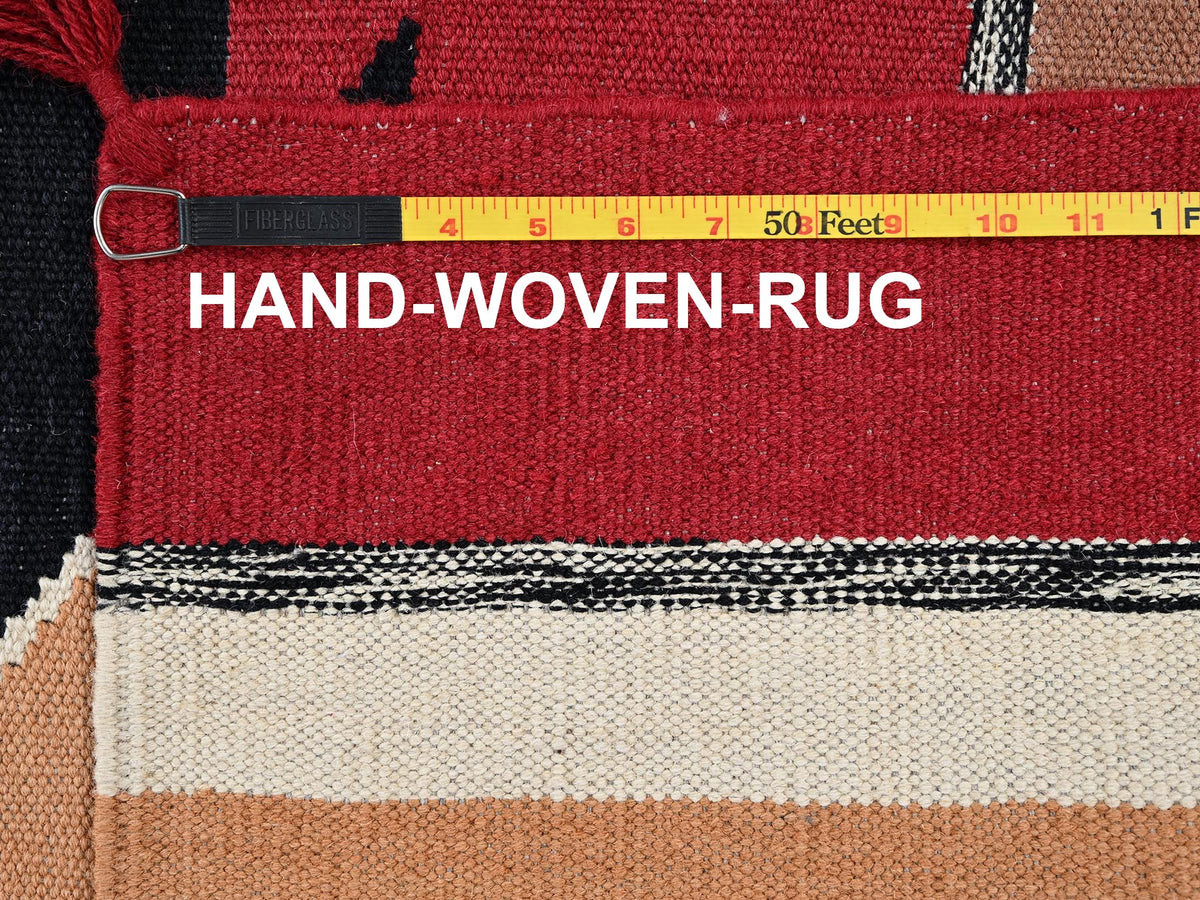 Flat-Weave hand-knotted wool rug in Red, 9'2" x 11'9" — SKU O02311 (view 7)