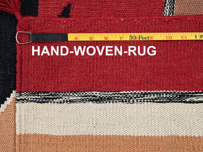 Flat-Weave hand-knotted wool rug in Red, 9'2" x 11'9" — SKU O02311 (view 7)