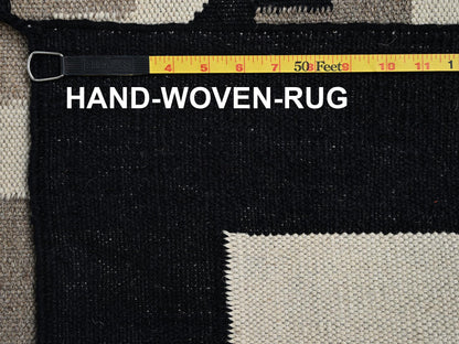 Brown 9'2" x 11'7" Flat Weave Hand woven Wool Rug - Sku: O02313