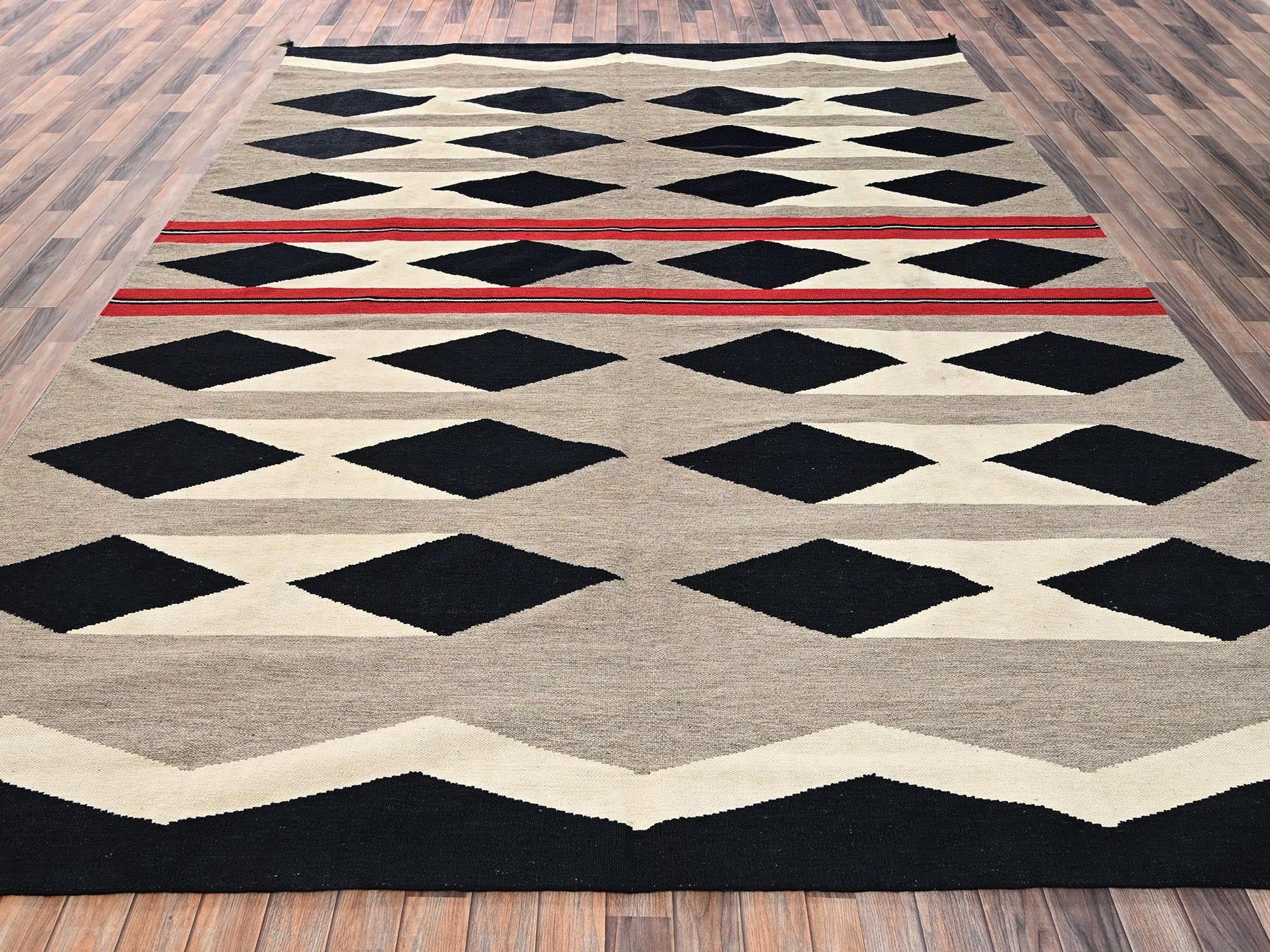 Brown 9'3" x 11'10" Flat Weave Hand woven Wool Rug - Sku: O02314