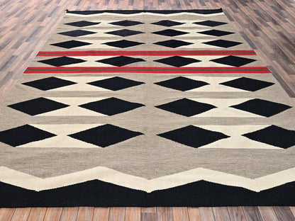 Brown 9'3" x 11'10" Flat Weave Hand woven Wool Rug - Sku: O02314