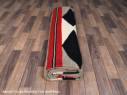 Brown 9'3" x 11'10" Flat Weave Hand woven Wool Rug - Sku: O02314
