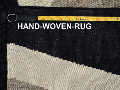 Brown 9'3" x 11'10" Flat Weave Hand woven Wool Rug - Sku: O02314