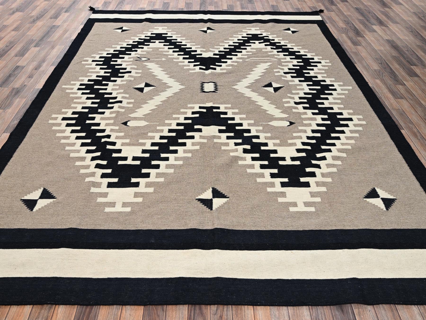 Brown 9'2" x 11'10" Flat Weave Hand woven Wool Rug - Sku: O02315