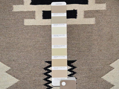 Brown 9'2" x 11'10" Flat Weave Hand woven Wool Rug - Sku: O02315