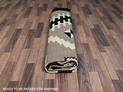 Brown 9'2" x 11'10" Flat Weave Hand woven Wool Rug - Sku: O02315