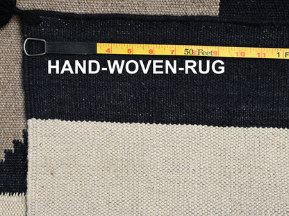 Brown 9'2" x 11'10" Flat Weave Hand woven Wool Rug - Sku: O02315