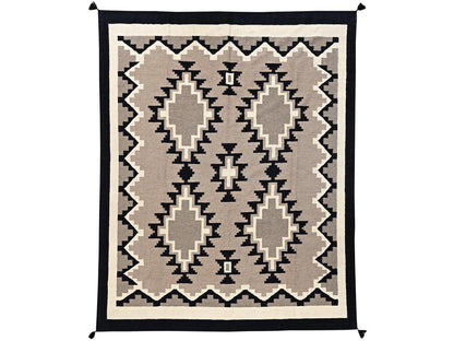 Flat-Weave hand-knotted wool rug in Brown & Black, 7'11" x 9'11" — SKU O02316