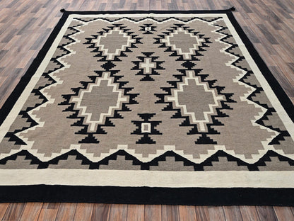 Brown 7'11" x 9'11" Flat Weave Hand woven Wool Rug - Sku: O02316