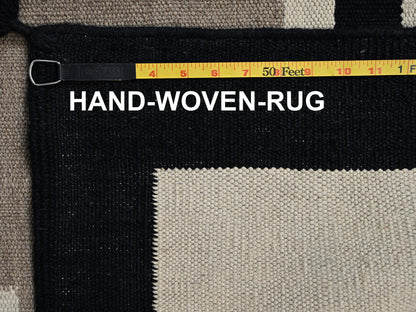 Brown 7'11" x 9'11" Flat Weave Hand woven Wool Rug - Sku: O02316