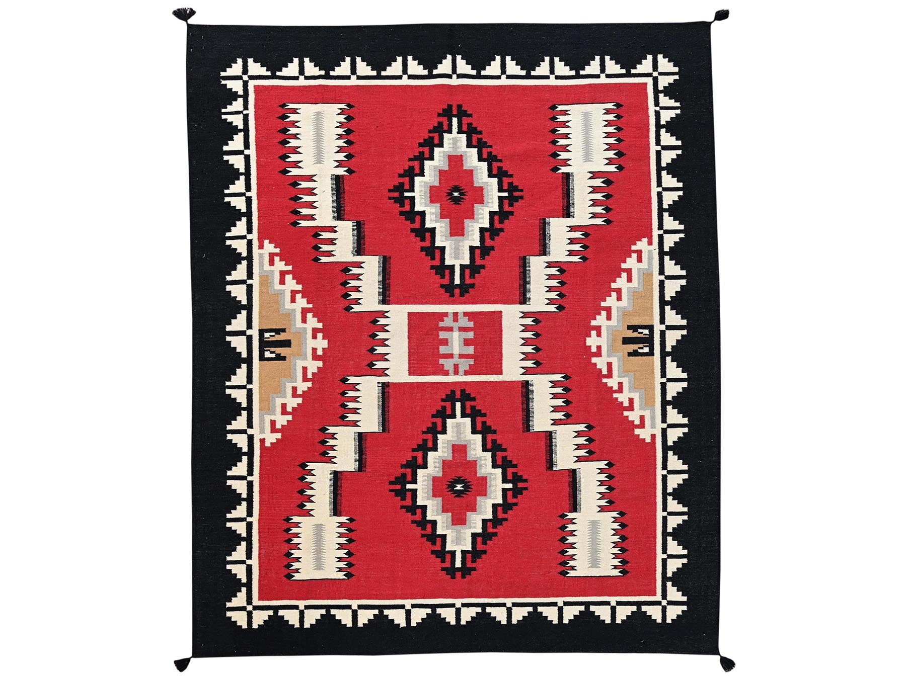 Flat-Weave hand-knotted wool rug in Red & Black, 8'3" x 9'11" — SKU O02317